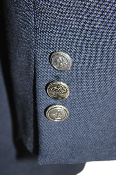 Hart Schaffner Marx Mens Wool Solid Two Button Blazer Blue Size 42