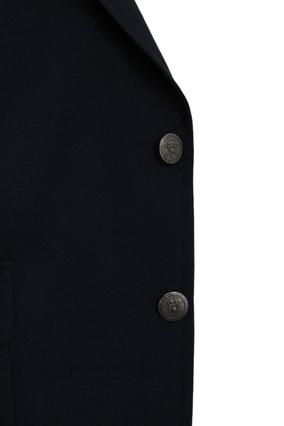 Hart Schaffner Marx Mens Wool Solid Two Button Blazer Blue Size 42