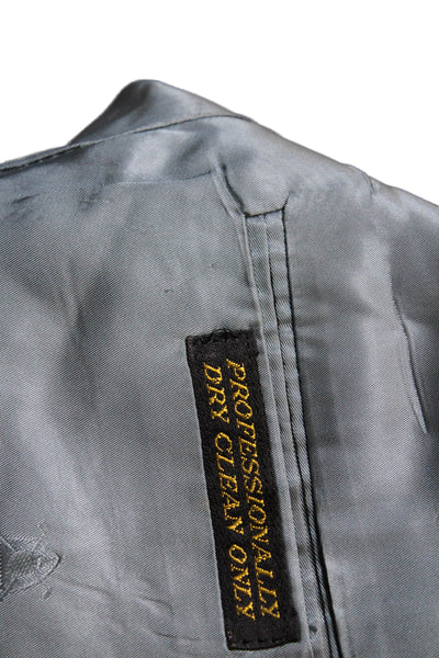 Hart Schaffner Marx Mens Wool Solid Two Button Blazer Blue Size 42