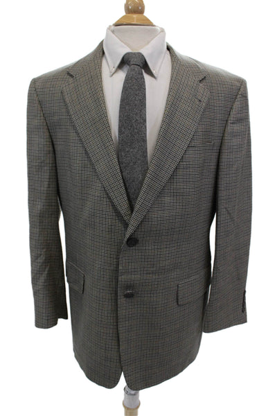 Hart Schaffner Marx Mens Houndstooth Two Button Blazer Gray Size 42