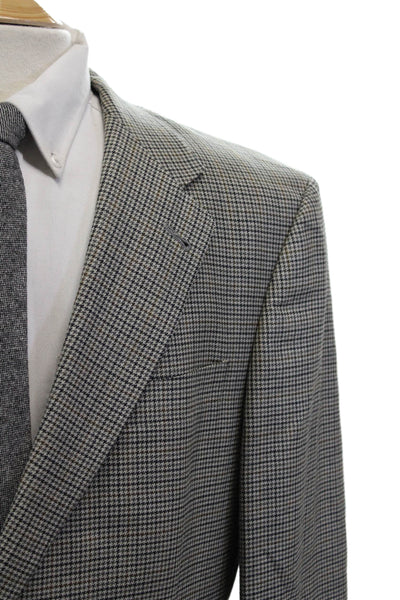 Hart Schaffner Marx Mens Houndstooth Two Button Blazer Gray Size 42