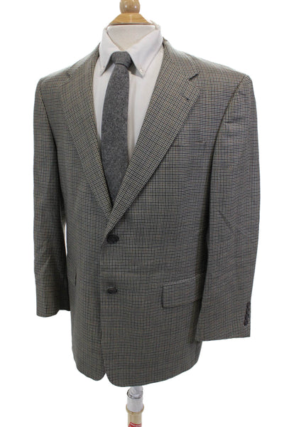 Hart Schaffner Marx Mens Houndstooth Two Button Blazer Gray Size 42