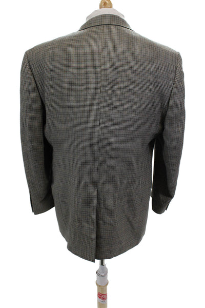 Hart Schaffner Marx Mens Houndstooth Two Button Blazer Gray Size 42