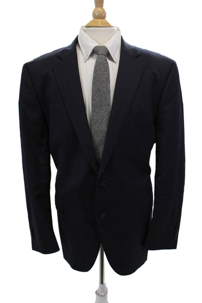 Peter Millar Mens Wool Pinstriped Two Button Blazer Blue Size 46