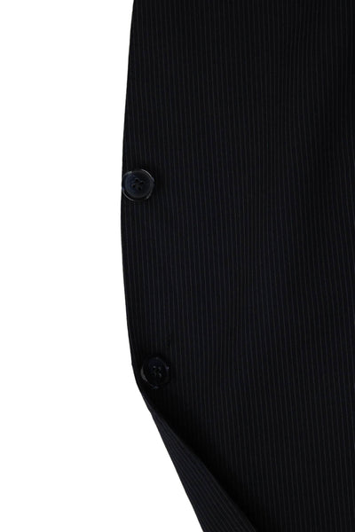 Peter Millar Mens Wool Pinstriped Two Button Blazer Blue Size 46