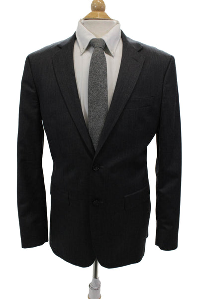 Banana Republic Mens Wool Solid Two Button Blazer Jacket Gray Size 40R