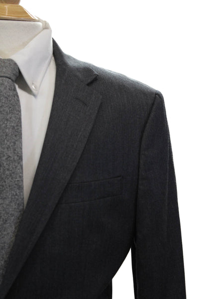 Banana Republic Mens Wool Solid Two Button Blazer Jacket Gray Size 40R