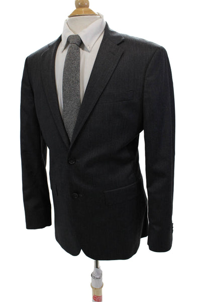 Banana Republic Mens Wool Solid Two Button Blazer Jacket Gray Size 40R
