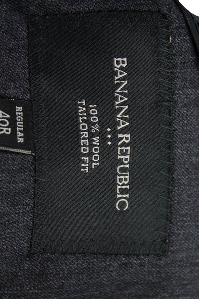 Banana Republic Mens Wool Solid Two Button Blazer Jacket Gray Size 40R