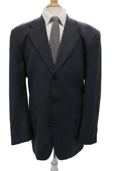 Canaletto Mens Solid Three Button Blazer Jacket Blue Size 46