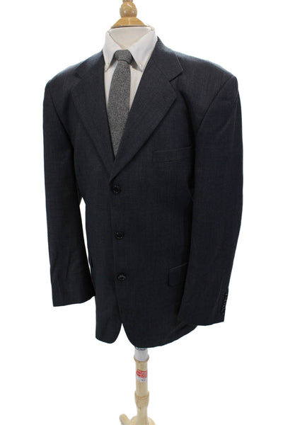Canaletto Mens Solid Three Button Blazer Jacket Blue Size 46