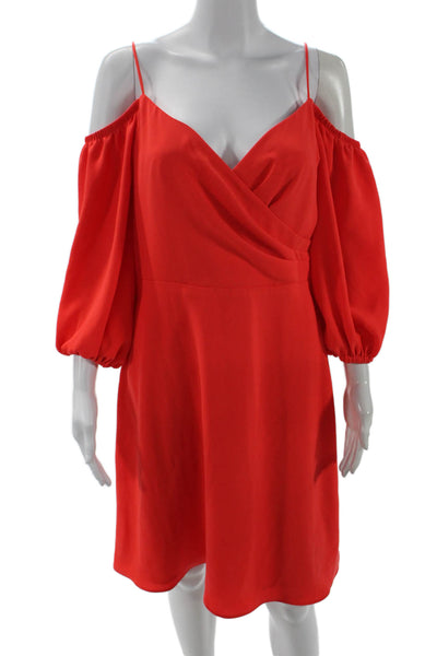 Trina Turk Womens V-Neck Cold Shoulder A-Line Dress Orange Size 6