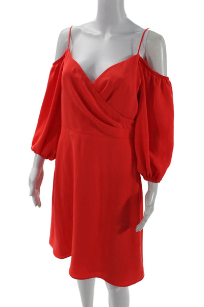 Trina Turk Womens V-Neck Cold Shoulder A-Line Dress Orange Size 6