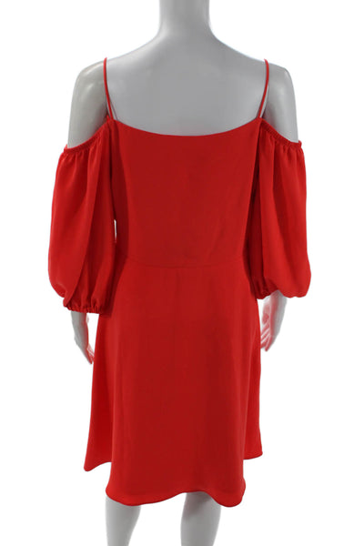 Trina Turk Womens V-Neck Cold Shoulder A-Line Dress Orange Size 6