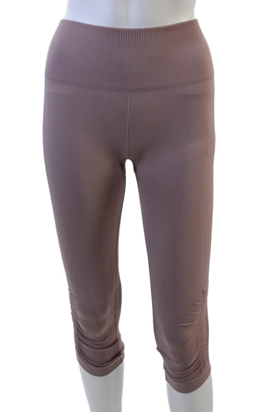 Lululemon Womens High Waisted Rouched Detail Athletic Capri Pants Pink Size XS