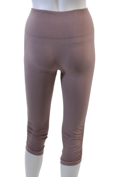 Lululemon Womens High Waisted Rouched Detail Athletic Capri Pants Pink Size XS