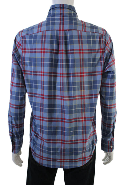 Vineyard Vines Mens Long Sleeve Plaid Print Button Down Shirt Blue Size M