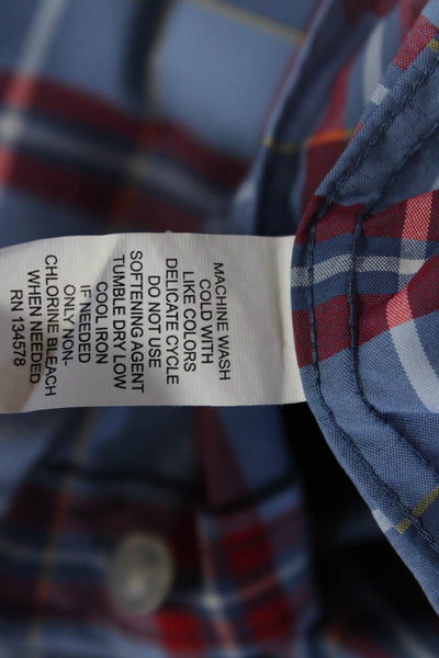 Vineyard Vines Mens Long Sleeve Plaid Print Button Down Shirt Blue Size M