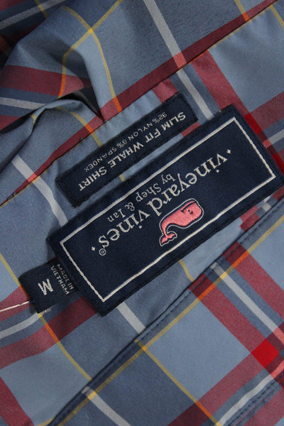 Vineyard Vines Mens Long Sleeve Plaid Print Button Down Shirt Blue Size M