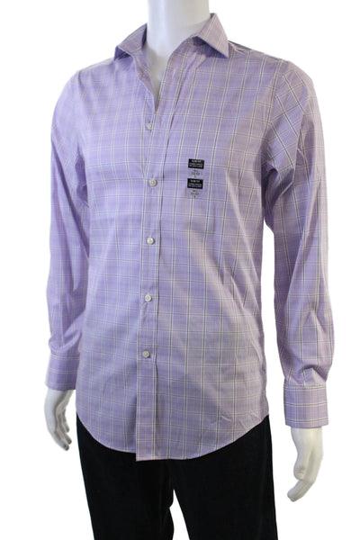 Lauren Ralph Lauren Mens Cotton Collared Plaid Button Down Shirt Purple Size S
