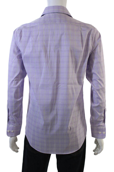 Lauren Ralph Lauren Mens Cotton Collared Plaid Button Down Shirt Purple Size S