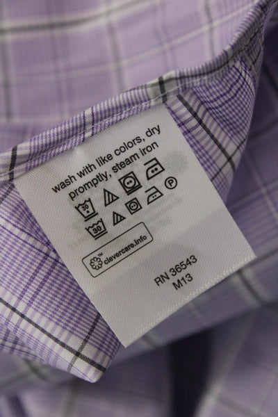 Lauren Ralph Lauren Mens Cotton Collared Plaid Button Down Shirt Purple Size S