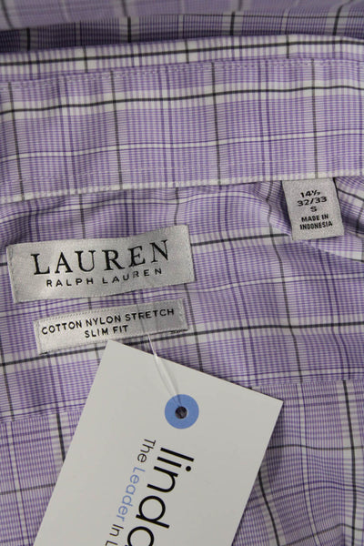 Lauren Ralph Lauren Mens Cotton Collared Plaid Button Down Shirt Purple Size S