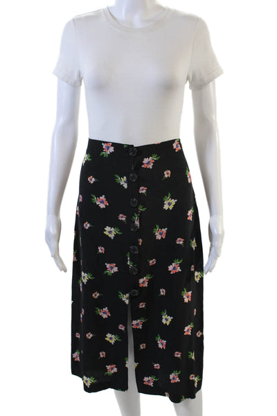 Intermix Womens Silk Floral Print Buttoned Detail Maxi Skirt Black Size 8