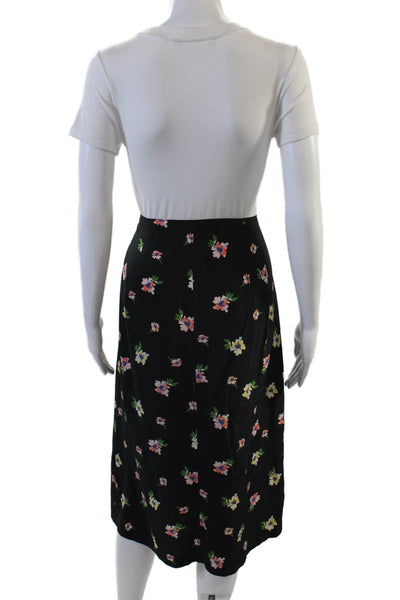 Intermix Womens Silk Floral Print Buttoned Detail Maxi Skirt Black Size 8