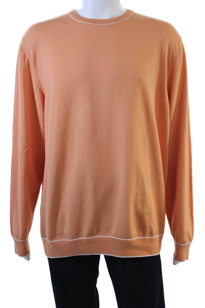 Bugatchi Mens Cotton Crew Neck Knit Long Sleeve Sweater Orange Size XL