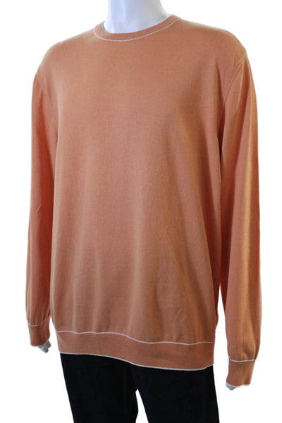 Bugatchi Mens Cotton Crew Neck Knit Long Sleeve Sweater Orange Size XL