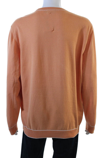 Bugatchi Mens Cotton Crew Neck Knit Long Sleeve Sweater Orange Size XL