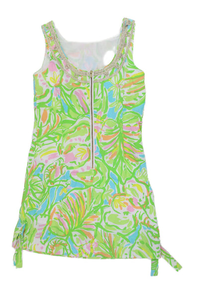 Lily Pulitzer Girls Scoop Neck Sleeveless Pattern Dress Green Size 10
