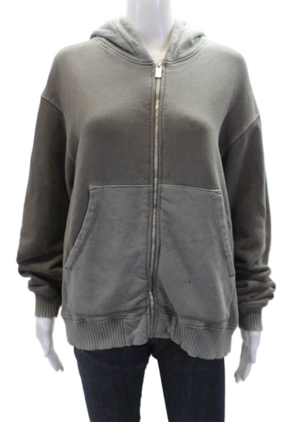 Cotton Citizen Womens Cotton Zip-Up Hoodie Gray Size M