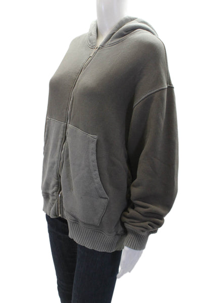 Cotton Citizen Womens Cotton Zip-Up Hoodie Gray Size M