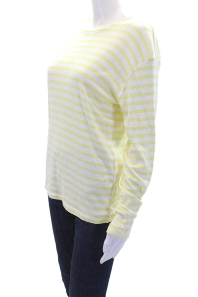 Closed Womens Cotton Striped Print Round Neck Long Sleeve Lemon Yellow Size S