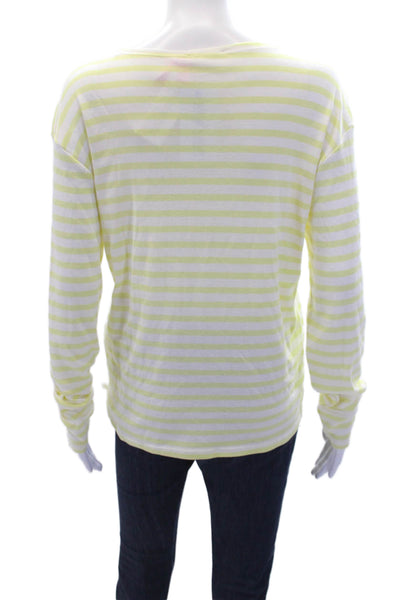 Closed Womens Cotton Striped Print Round Neck Long Sleeve Lemon Yellow Size S