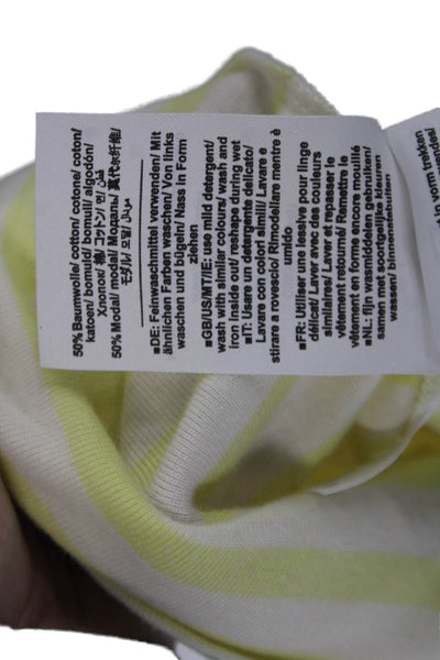 Closed Womens Cotton Striped Print Round Neck Long Sleeve Lemon Yellow Size S