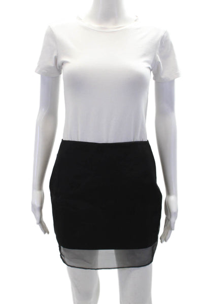 GAUGE81 Womens Textured Zip Sheer Lined Mini Skirt Black Size 08