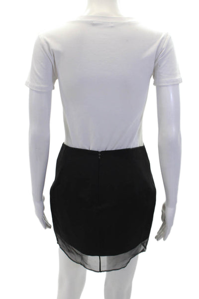 GAUGE81 Womens Textured Zip Sheer Lined Mini Skirt Black Size 08