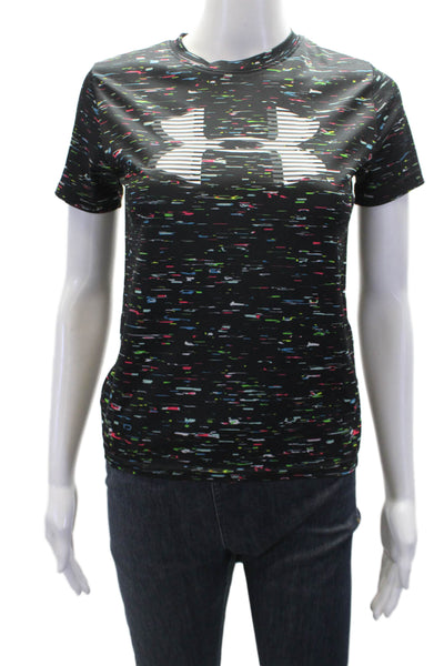 Under Armour Boys Spotted Print Round Neck Short Sleeve T-Shirt Black Size M
