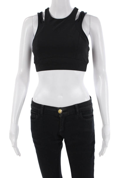 Lanston Sport Womens Stretch Strappy Activewear Bra Black Size M