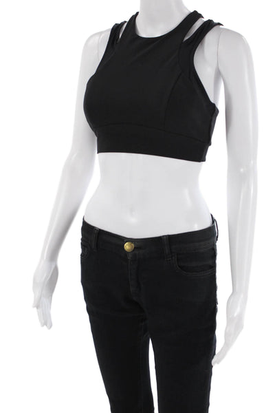 Lanston Sport Womens Stretch Strappy Activewear Bra Black Size M