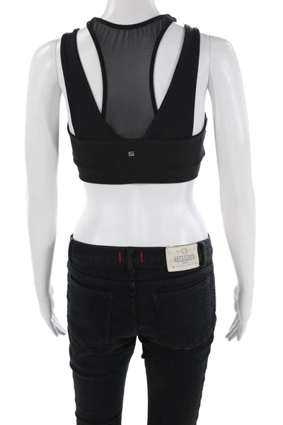 Lanston Sport Womens Stretch Strappy Activewear Bra Black Size M