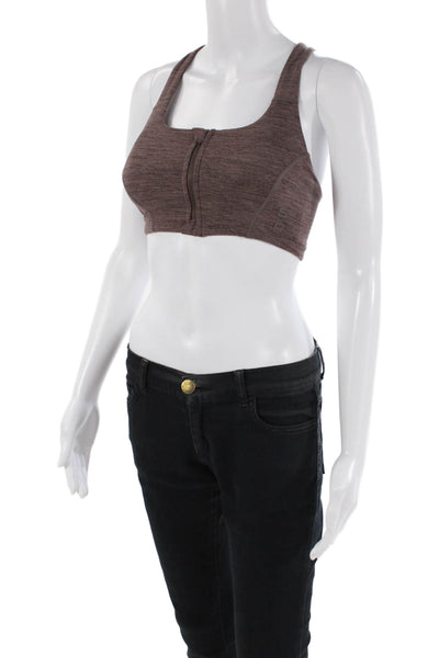 Style Runner Womens Heathered Activewear Bra Purple Size S