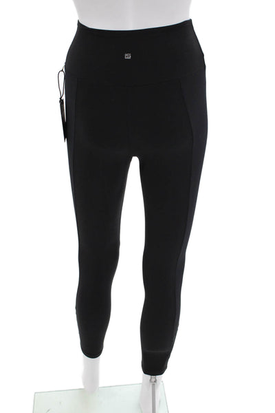 Lanston Sport Womens Solid Activewear Ankle Leggings Black Size XS