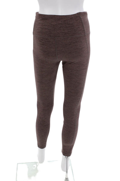 Style Runner Womens Heathered Activewear Ankle Leggings Purple Size L
