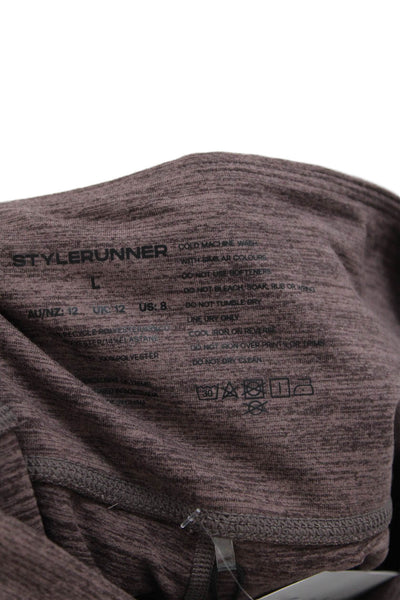 Style Runner Womens Heathered Activewear Ankle Leggings Purple Size L