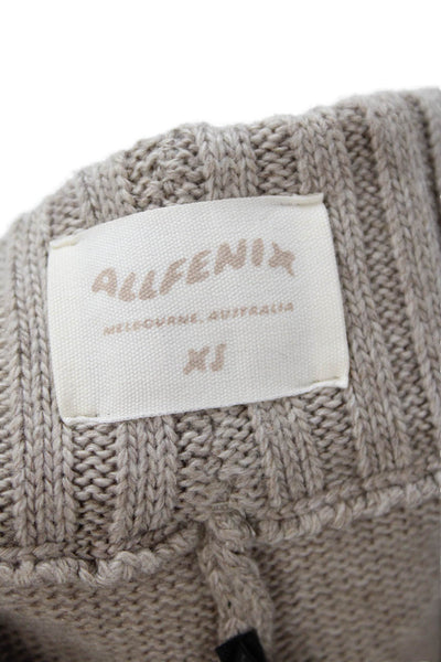 Allfenix Womens Knit Elastic Waist High-Rise Flared Pants Taupe Size XS