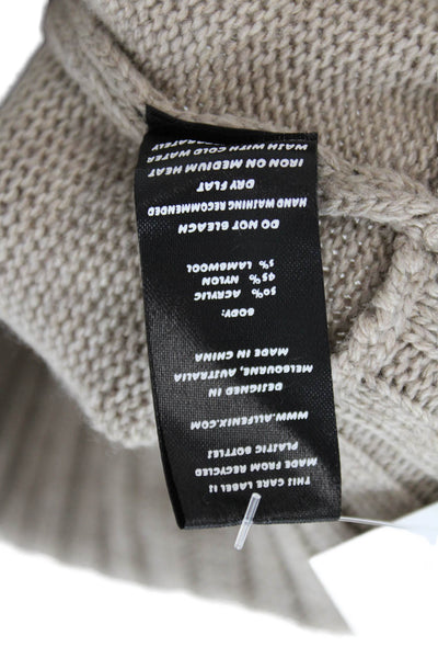 Allfenix Womens Knit Elastic Waist High-Rise Flared Pants Taupe Size XS